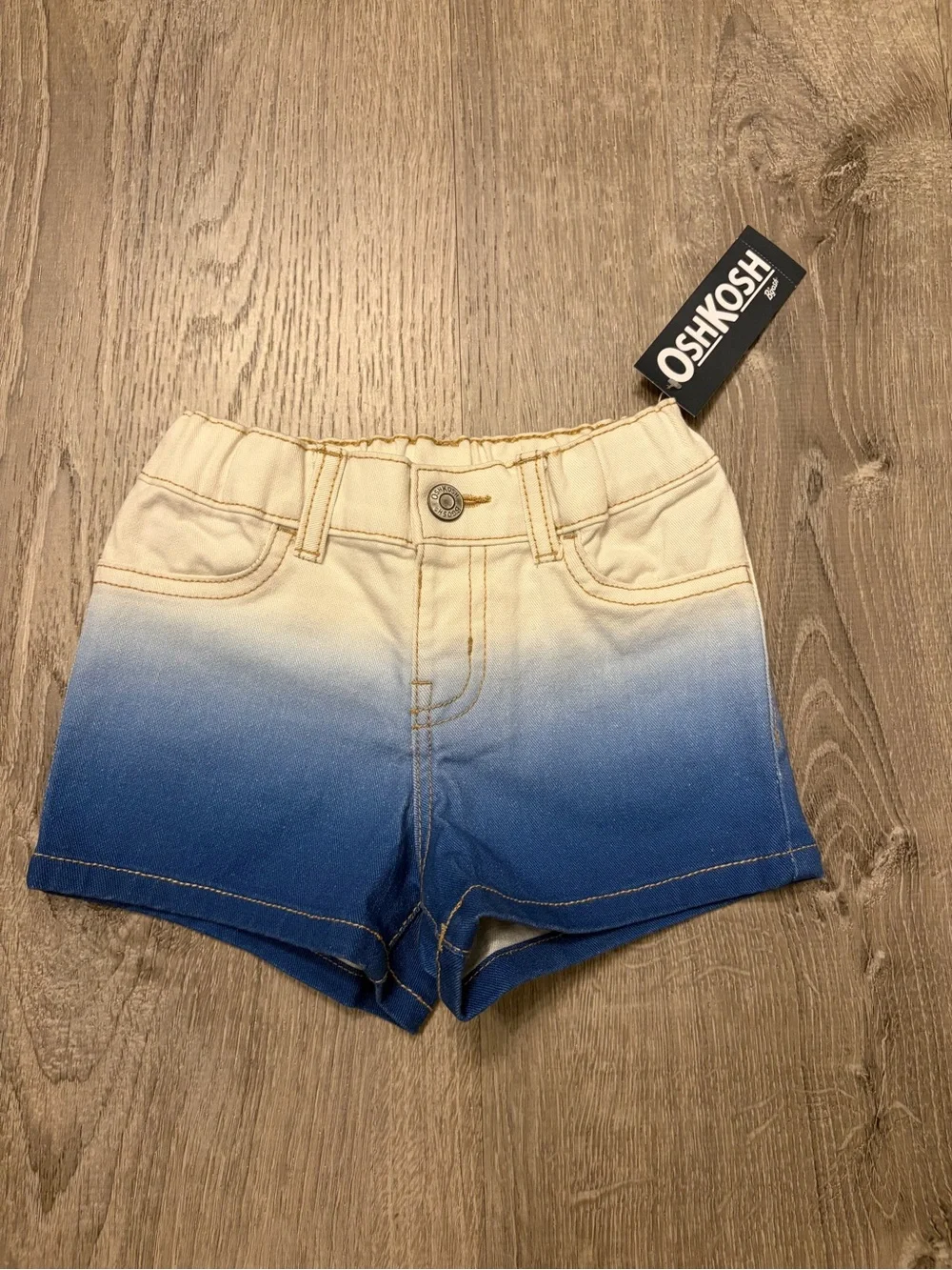 OshKosh B'gosh Baby Girl Ombre Twill Shorts - Blue/Ivory- NWT